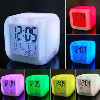 Multi-Funcția de LED-uri Digitale Ceas Deșteptător Portabil Schimbare de Culoare Digitale Stralucitoare Ceas Deșteptător Dormitor Desktop Ceasuri Pentru Copii