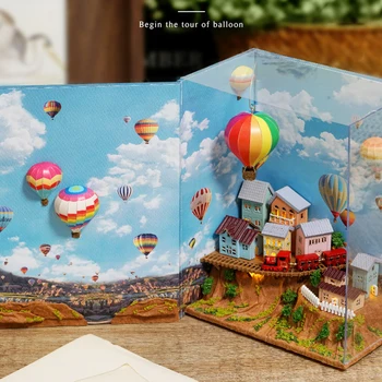 Noi DIY Mini Carte de Păpuși Bigben Balon Nook Kit Asamblat in Miniatura cu Mobilier Casă de Păpuși Jucarii pentru Copii de Fata Cadouri