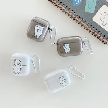 Noi INS Moda Ursul Desene animate Limpede Moale de Silicon, Casti Shell Pentru Apple Airpod 2 1 Caz Pentru Airpods Pro 3 TPU Capac Cască