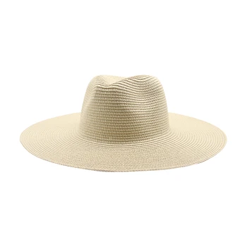 Panama femei pălării mari refuz 11cm bărbați femei solide de culoare kaki, alb, negru pălării de paie în aer liber protecție solară plajă bărbați femei pălării de vară
