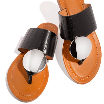 Pantofi De Vara Pentru Femei, Papuci, Sandale De Plajă Moda De Metal Plat Papuci Doamnelor Sandale Slip Pe De Cauzalitate Flip Flop Diapozitive