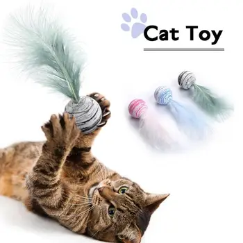 Pisica amuzant Jucărie Minge de Stele, Plus Pene Material EVA Spuma de Lumină Aruncarea Mingii de Jucării Star Textura Minge de Pene Jucărie Pentru Pisică Câine Nou