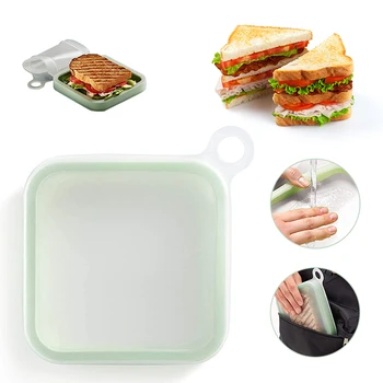 Portabil silicon reutilizabile sandwich caz,pâine prăjită cutie,Flexibil mic Dejun, Prânz alimente Cutie de Depozitare Container,încălzire în cuptorul cu microunde