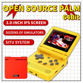 Powkiddy Noi V90 64 Bit Open Source Handheld Consola de jocuri IPS HD de 3 inch Flip Retro Joc Consola Pentru Copii Joc PS1