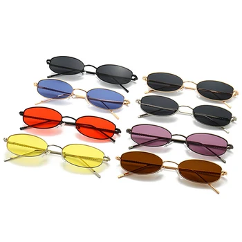 SHAUNA Retro Mici, Ovale ochelari de Soare Femei de Moda Ocean Limpede Lentile Ochelari Nuante UV400 Bărbați Cadru Metalic Ochelari de Soare