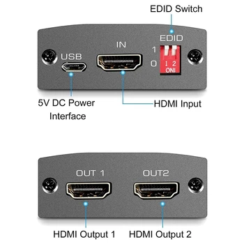 Splitter-ul HDMI 1 din 2 Sprijin EDID Funcția HDMI Switch 4K@30HZ,1080P,3D,HDCP1.4 pentru Calculator, X Box Foc TV Stick