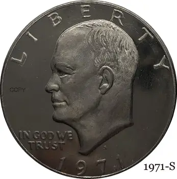 Statele unite ale americii America 1971 S Libertății În Dumnezeu Avem Încredere în NOI 1 Un Dolar Președintele Eisenhower cupru si nichel Argint Placat cu Copia Fisei