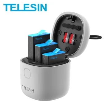 TELESIN Pentru GoPro Hero 9 Baterie Încărcător Rapid 3 Sloturi Bateriei Cutie de Depozitare 1750mAh acumulatori Liion Caz de Încărcare