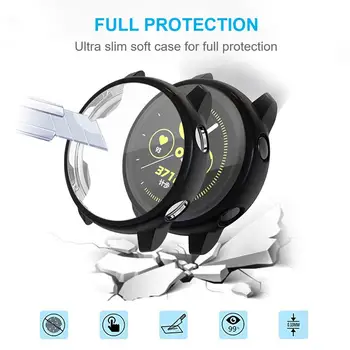 Ultra Subțire Ceas de Caz pentru Samsung Galaxy Watch Active 2 40mm 44mm Activă Accesorii Negru Protector de Film TPU Capac Ecran Complet