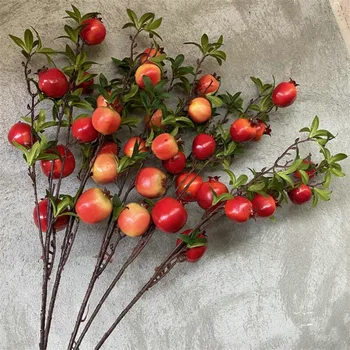 Una Artificială Poemgranate Fructe Stem Fals Verdeață Planta Poemgranate Ramură de Copac pentru Nunta, Aranjamente Florale, Decor