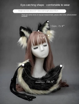 Urechi De Animale De Păr Cerc De Pluș Urechi De Câine Coada Lolita Frizură HairBand Realizate Manual De Halloween Cosplay Costum Rochie Fancy Anime