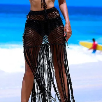 Vara Sexy Femei Înot Poarte Bikini Acoperi Ochiurilor De Plasă Pur Plaja Mini Wrap Fusta Sarong Pareo Costum De Baie De Acoperire Up, Fusta