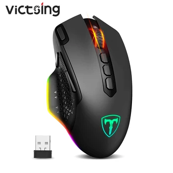 VicTsing PC282 Wireless Gaming Mouse 9 RGB cu iluminare din spate Mod de Până la 10000 DPI 10 Butoane Programabile, Buton de Incendiu Reîncărcabilă PC Soareci
