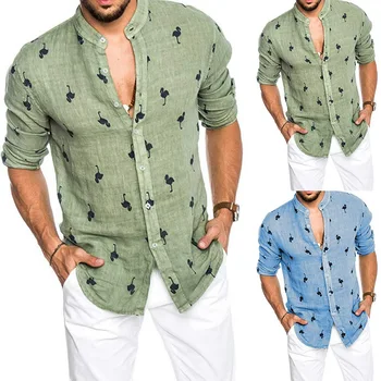 Vogue De Barbati Frumos VogueHawaiian Cămașă De Vară Butonul De Imprimare De Plajă, Tricouri Camasa Homme Camisas Hombre Slim Fit Verde Tricou Albastru