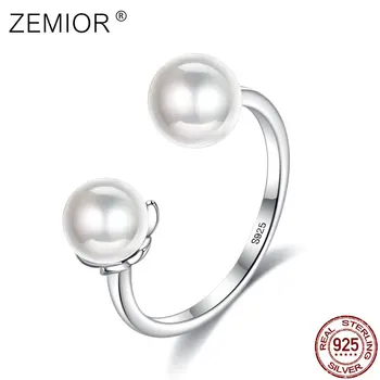 ZEMIOR 925 Sterling Silver Shell Pearl Eleganta Inele Pentru Femei Reglabil Deschide Aniversare Inel Bijuterii Fine New Sosire