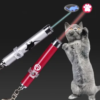 1 buc Uimitor Cat de Jucarie Creativ și Amuzant Pisica animale de Companie Jucării Interactive Laser LED Pointer Stilou de lumină Cu Animație Luminoase Mouse-ul