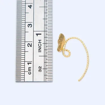 10buc Aur placat cu Alamă fluture Ureche Cârlige, Simplu Earwires Cercel Componente (GB-1202)