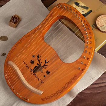 19 Siruri de caractere de Lemn de Mahon Corpul Liră Harpă, Instrument Muzical cu Tuning Cheie și Șiruri de Schimb
