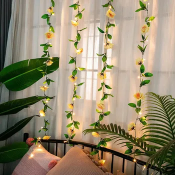 2,5 M Zână Șir Led Lumina Soarelui Flori Artificiale Plante de Viță de vie Ghirlanda de Cupru Flexibil Lampa Pentru Petrecere de Vacanță DIY Agățat Decor