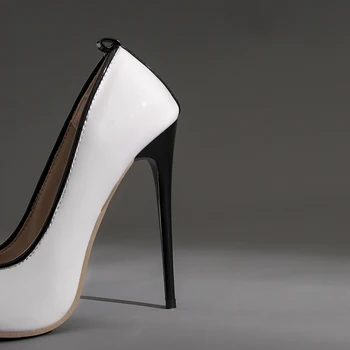 2021 Brand Nou Negru Lucios Alb pentru Femei Pompe de Nunta Sexy 5 inch Tocuri inalte Lady Pantofi de Partid, Plus de Dimensiuni Mari 12 43 45 47