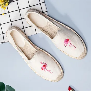 2021 Primavara-Vara Noi Drăguț Casual Pantofi pentru Femei Paie Broderie Panza Doamnelor Pantofi Respirabil Moale Femei Designer de Pantofi Plat