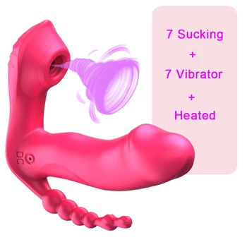 3 IN 1 Wireless Chilotei Vibrator Portabil Supt punctul G, Clitorisul Stimulator Încălzire Vaginal Anal Orgasm Penis artificial jucarii Sexuale pentru Femei