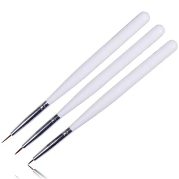 3pcs/Lot Vânzare fierbinte Alb perie de unghii Pentru Gel UV Polish Moale Pensule Pentru Manichiura Pictura Mic Model de Unghii Nail Art Pen