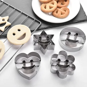 4-bucata Set Din Oțel Inoxidabil Smiley Biscuit Mucegai Creative Smiley Expresie Biscuit Mucegai Instrument de Copt Cookie-Cutter