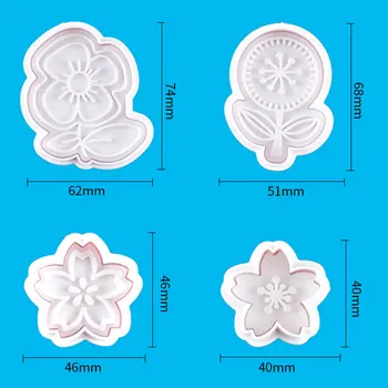 4buc de Timbru Biscuit Mucegai 3D Flori Cookie Piston Cutter Patiserie Decorare DIY Alimente Fondant de Copt Mucegai Instrument