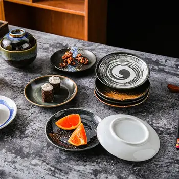 4buc Stil Japonez Ceramice Condimente Preparate Rotunde Condiment Placa de Sos de Soia Tava Sushi Plăci de Instrumente de Bucatarie, Tacamuri