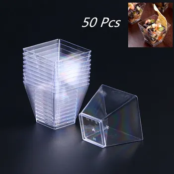 50PCS 60ml de Plastic de Unică folosință Parte Cupe Clar Porțiune Transparentă Trapezoidală Container pentru Jeleu Iaurt Spume Desert