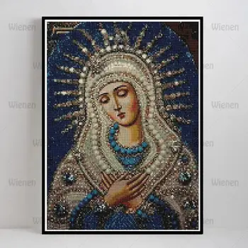 5D Diamant Pictura Mozaic Burghiu Plin de Pictogramă Pătrat Religie Diamant Pictura Fecioarei Maria Stras Brodat Cu Diamante