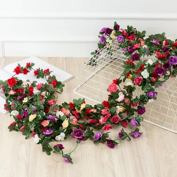 A crescut de 2,2 M, Flori Artificiale Flori de Gradina din Ratan de Exterior Decor Acasă Plante Artificiale de Mătase Fals Ghirlanda pentru Decor Nunta