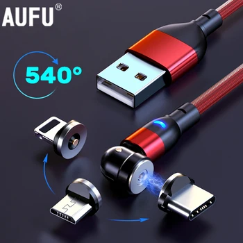 AUFU 540 de Grade Rotative Magnetice Cablu Micro USB de Tip C Cablu de Telefon Pentru iPhone11 Pro XS Max Samsung Xiaomi Cablu USB Cablu