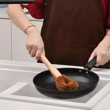 Bucătărie Mâner De Lemn De Nucă De Cocos Fibre Perie De Curatare Vas De Sticla Scrub Instrument De Spălare