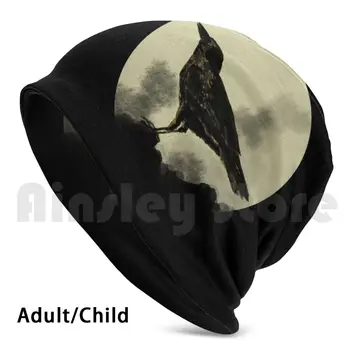 Cioara Beanie de Acoperire Capac DIY Pernă Print Cioară Neagră, Pasăre, Corb Întuneric de Noapte Wicca Spirituală Putere Simbolică Animal Gotic