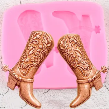 Cowboy Boot Mucegai Silicon Cal Pantofi Fondant Forme De Tort Decorare Rășină Zgura Bomboane De Ciocolată Gumpaste Mucegai Tort De Copt