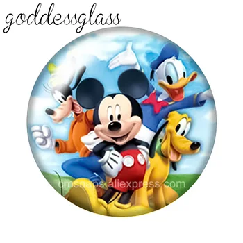 Disney Mickey Minnie si Prietenii Donald, Daisy, Goofy 10buc Rotund foto de sticlă 18mm butoane de ajustare pentru 18mm snap brățări bijuterii