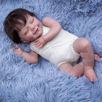 Fantezie Zâmbind Renăscut Baby Dolls Fibre Parul Super Moale de Silicon 50 cm Pânză Corpul Renăscut Bebe Jucarii de Copil pentru Copii Cadouri de Ziua
