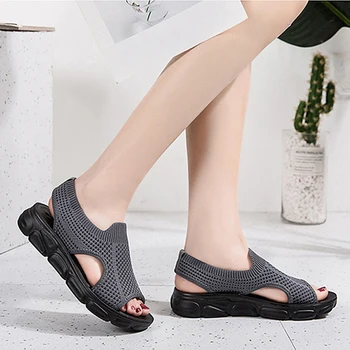 Femei Sandale De Vară 2021 Plasă Moale Jos Casual Respirabil Pantofi Plat Student Pantofi Plat Sandalia Femei Plus Dimensiune