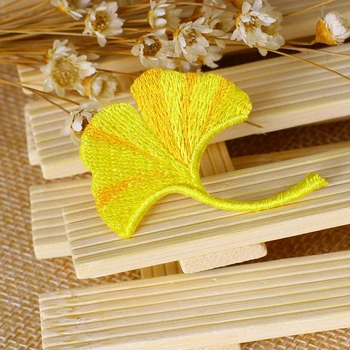 Frunze de Ginkgo Fier Pe Patch-uri Pentru Haine de Broderie Patch-uri Aplicatii Material Insigna Autocolante Pentru Haine Blugi Femei DIY Decor