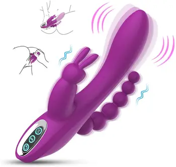 G Spot Rabbit Vibrator pentru Femei Stimulare Clitoris cu 7 Vibrații Puternice, 3 în 1 Masturbari Anal Stimulare Penis artificial Masaj