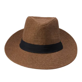 Hot De Moda Casual De Vara Unisex Plaja Trilby Mare Refuz De Jazz De Soare, Pălărie Panama Pălărie De Hârtie De Paie Pentru Femei Barbati Capac Cu Panglică Neagră