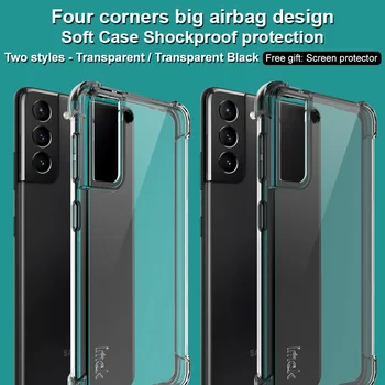 Imak rezistent la Șocuri cu Airbag Unghi Caz de Telefon pentru Samsung Galaxy S21+ S21 Plus 5G TPU Capacul din Spate Cadou cu Ecran Protector de Film