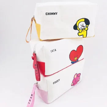 JCBTSH de Desene animate drăguț coreeană sac de depozitare cu sac de cosmetice creion caz geantă de mână, geantă de umăr panza piele sac de depozitare