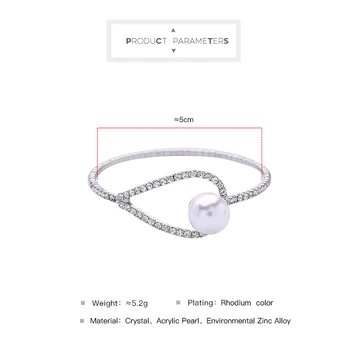 Kissme Strălucitoare de Cristal Imitație Pearl Brățară Pentru Femei Alb-aur Aliaj Culoare Manșetă Bratari 2021 Noua Moda Bijuterii en-Gros