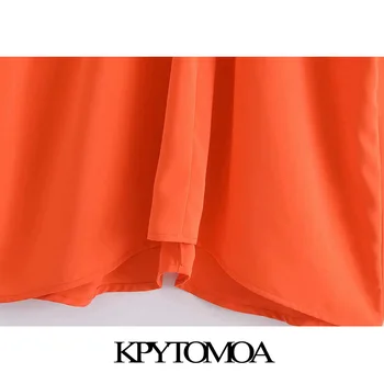 KPYTOMOA Femei 2021 Moda Soft Touch Cutat Asimetrie Rochie Midi Vintage V-Neck Maneca Larga de sex Feminin Rochii Vestidos Mujer