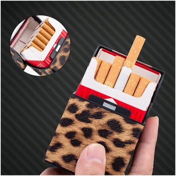 Leopard tabachera pentru Femei Barbati din Piele Box Suport Accesorii de Fumat Butonul Design 4 Culori