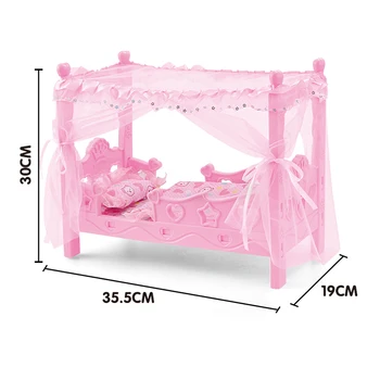 Miniatură De Plastic De Pat, Mobilier De Pepinieră Jucării Pentru Mellchan Păpuși Pentru Copii Roz