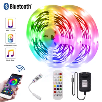 Muzică Bluetooth Led Strip Lumina RGB 5050 12V Non-rezistent la apa Banda de Led-uri Panglică Diodă 5m 10m 15m 20m Flexibile Led cu Adaptor